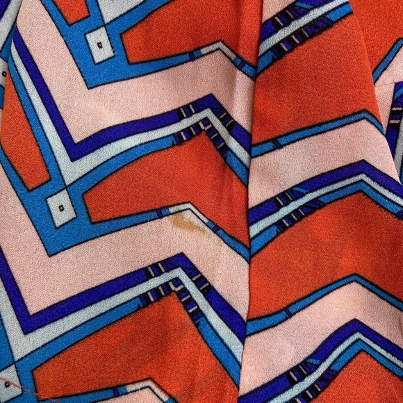 Umgee Size Med Boomerang‎ Knee Length Dress Orange Blue Fringe Trim Split Sleeve - Picture 9 of 10
